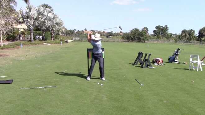 Straight line method for golf backswing