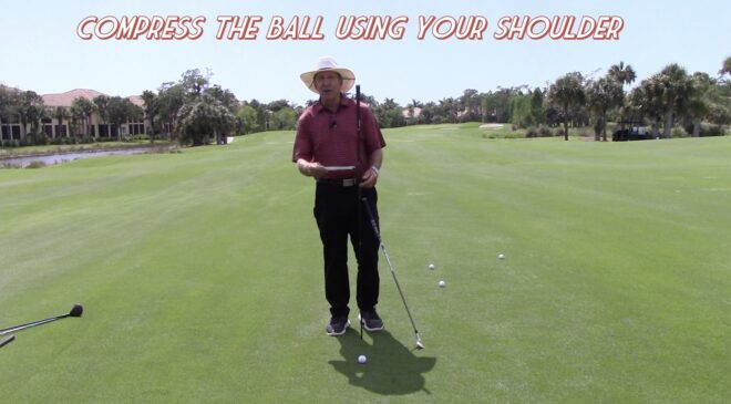 Using your shoulder to compress the ball
